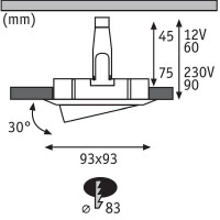 Einbauleuchte Nova Plus schwenkbar IP65 eckig 93x93mm 30&deg