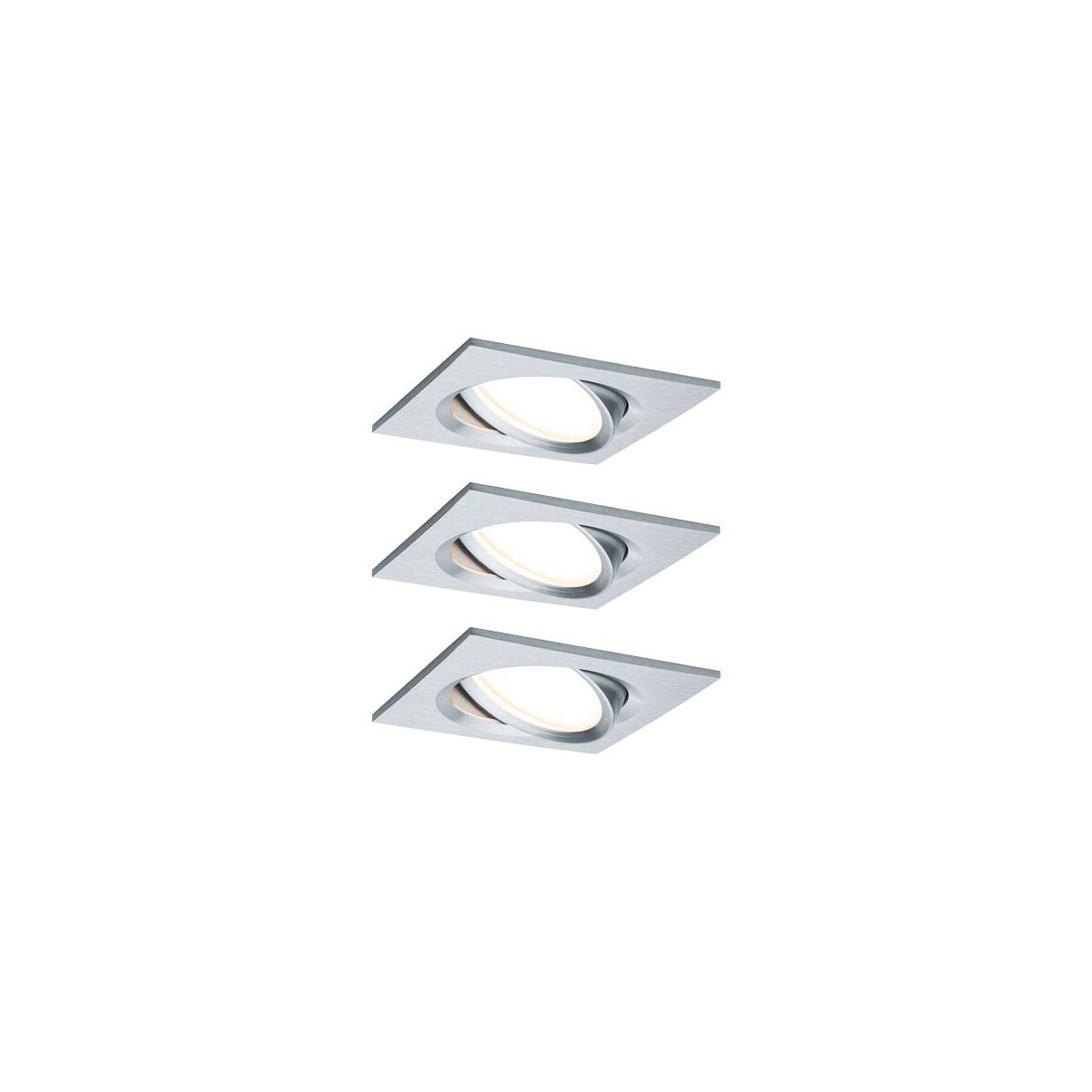 LED Einbauleuchte Nova Plus Coin Basisset schwenkbar eckig 84x84mm 50° Coin 3x6W 3x470lm 230V dimmbar 2700K Alu gedreht