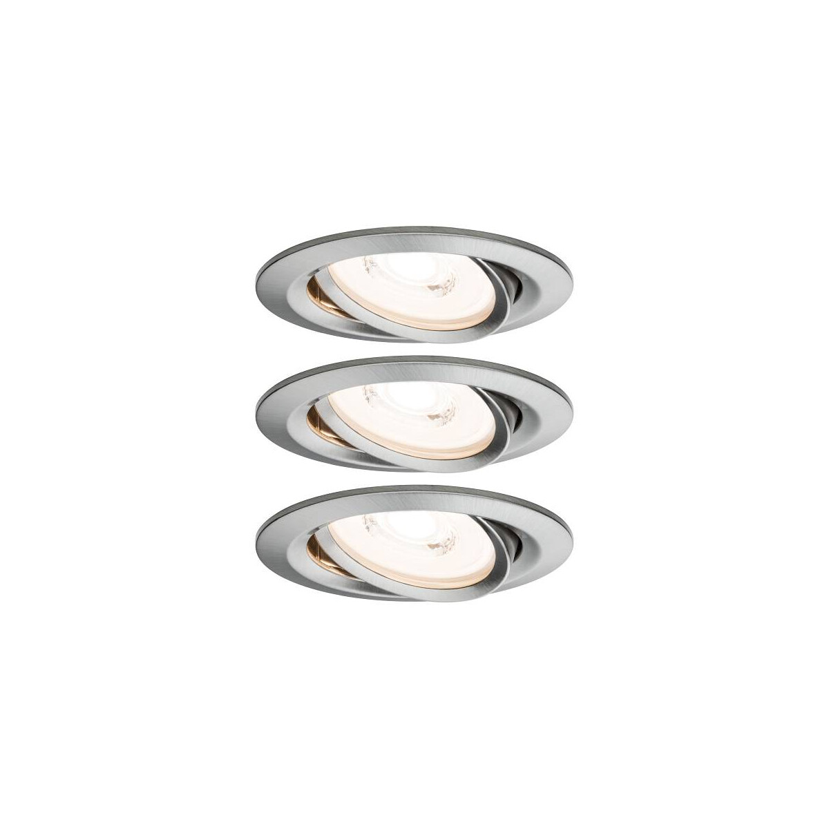 Premium LED Einbauleuchte Coin Basisset schwenkbar rund 84mm 50° Coin 3x6,3W 3x430lm 230V dimmbar 2700K Eisen gebürstet