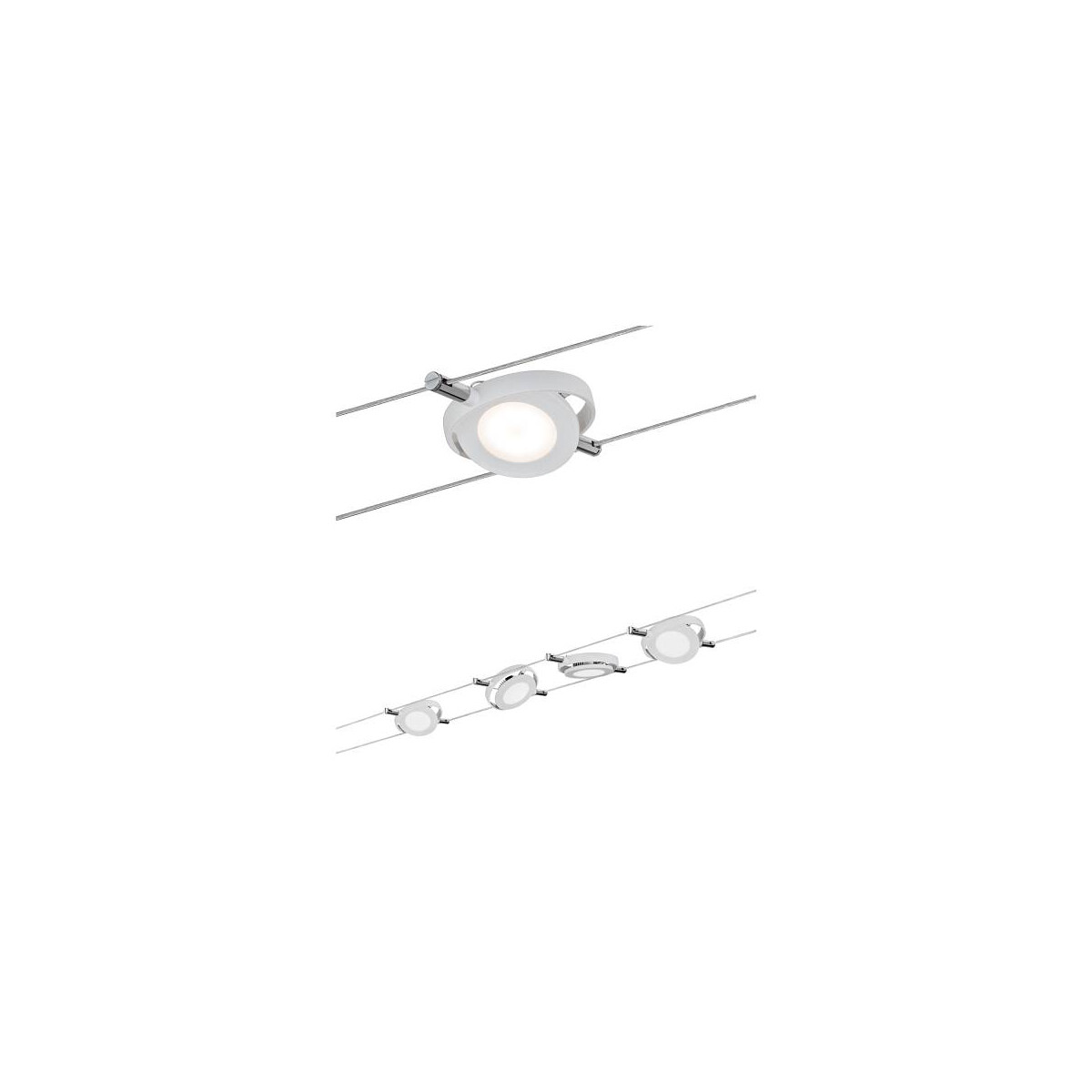LED Seilsystem RoundMac Basisset 4x200lm 4x4,3W 2700K 230/12V Weiß matt