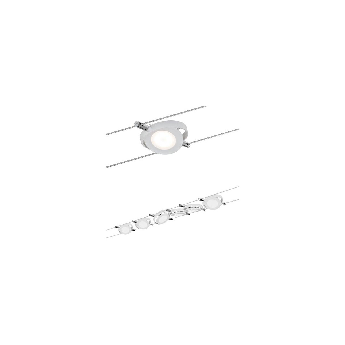 LED Seilsystem RoundMac Basisset 6x200lm 6x4,3W 2700K 230/12V Weiß matt