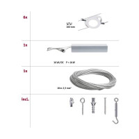 LED Seilsystem RoundMac Basisset 6x200lm 6x4,3W 2700K 230/12