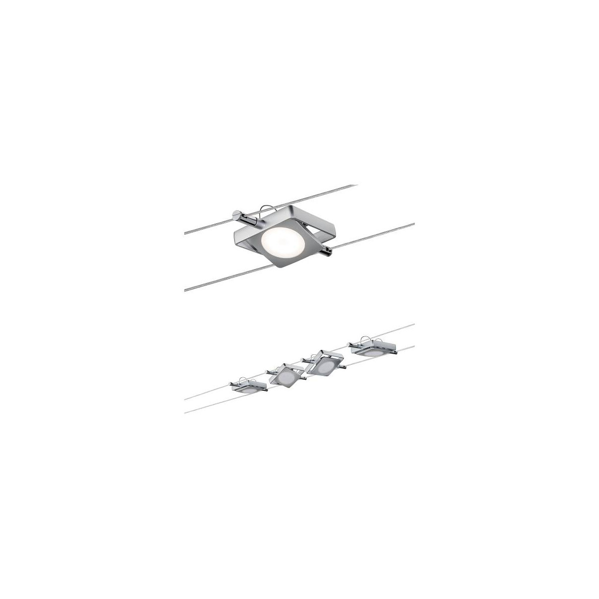 LED Seilsystem MacLED Basisset 4x200lm 4x4,3W 2700K 230/12V Chrom matt