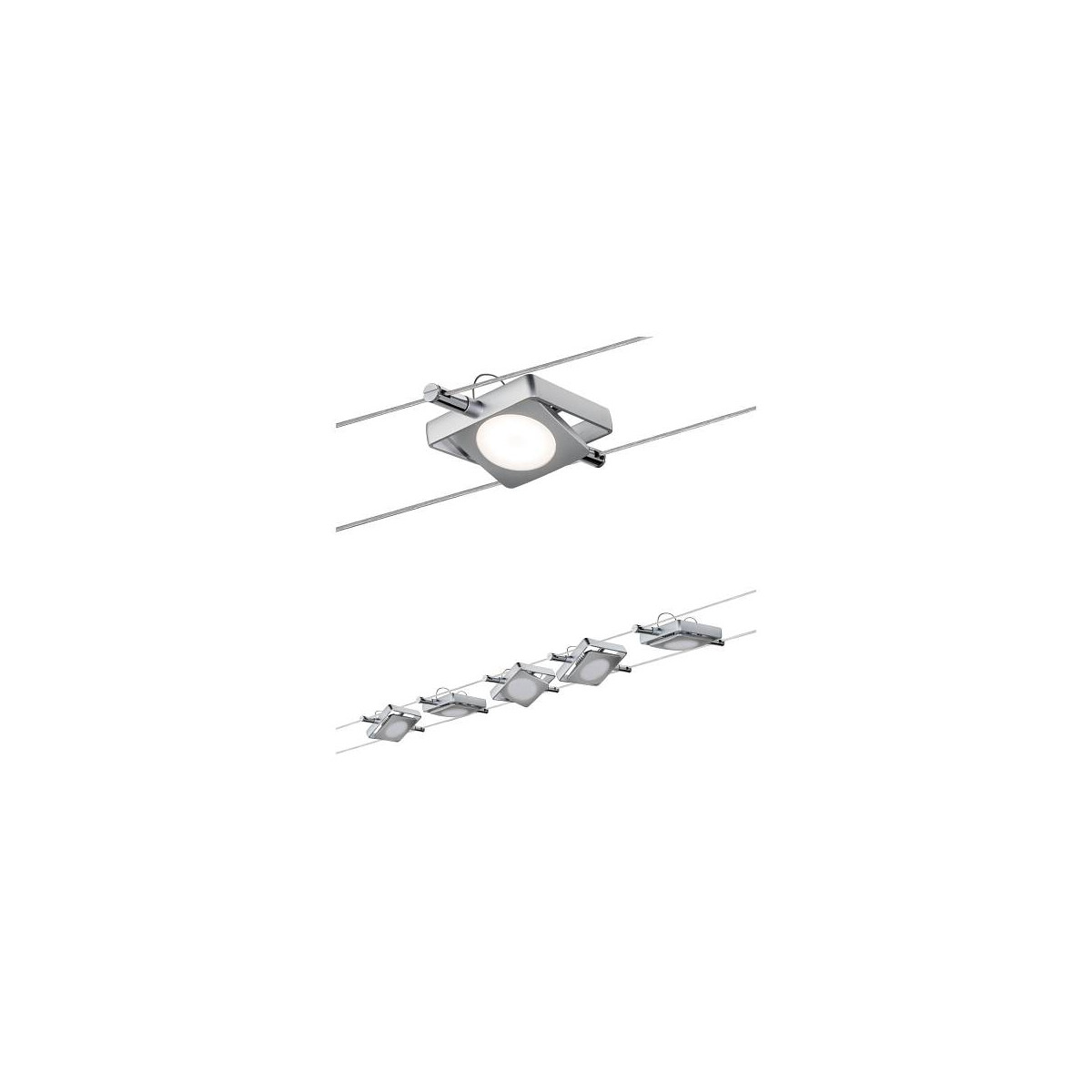 LED Seilsystem MacLED Basisset 5x200lm 5x4,3W 2700K 230/12V Chrom matt
