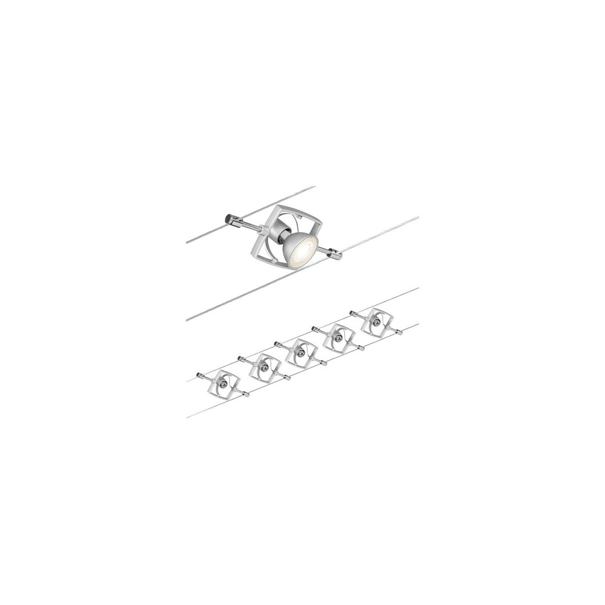 Seilsystem Mac II Basisset GU5,3 max. 5x10W dimmbar 230/12V Chrom matt