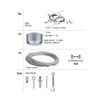 Seilsystem Cardan Basisset GU5,3 max. 8x10W dimmbar 230/12V 