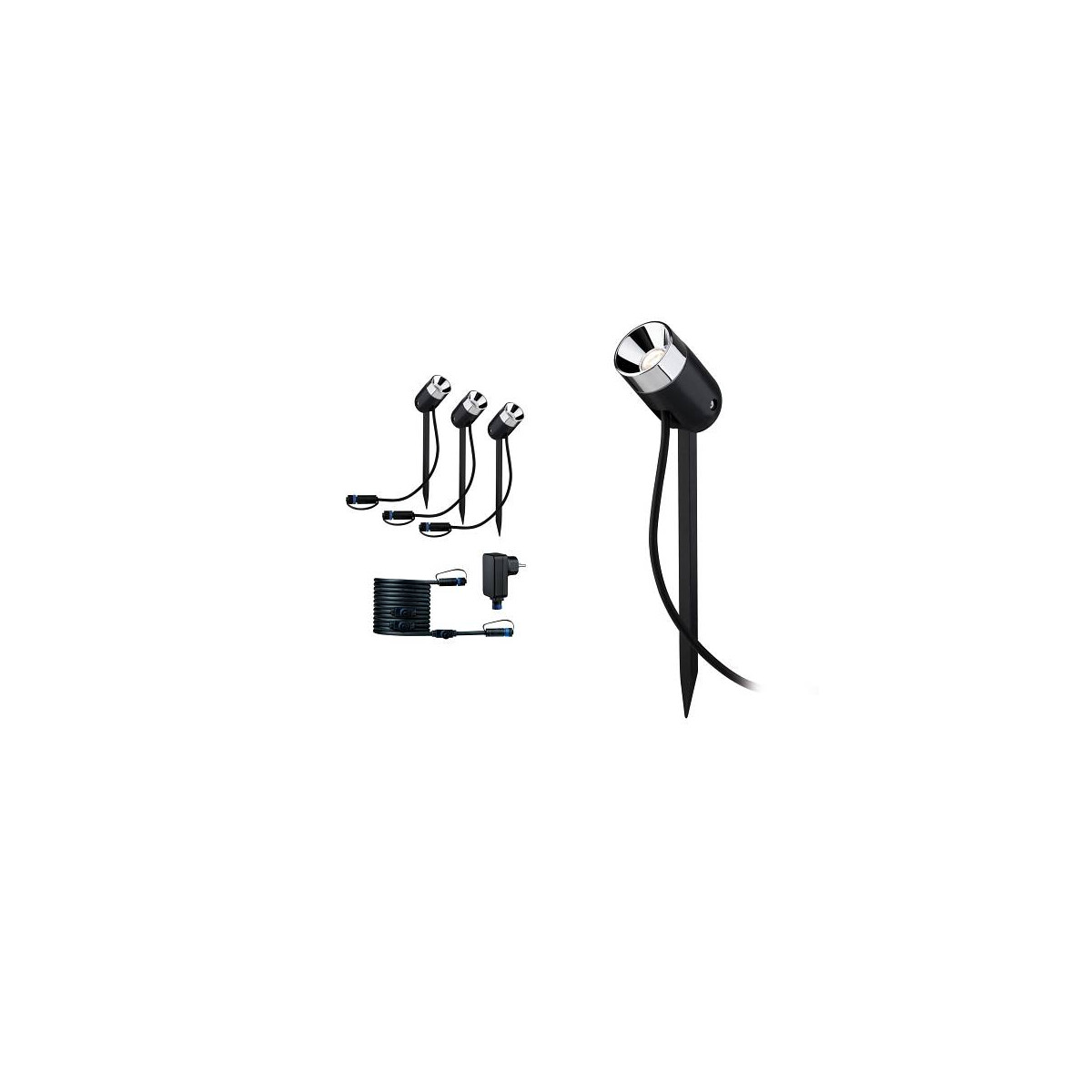 Plug & Shine LED Gartenstrahler Pike Basisset IP65 3000K 3x2,2W 21VA Anthrazit