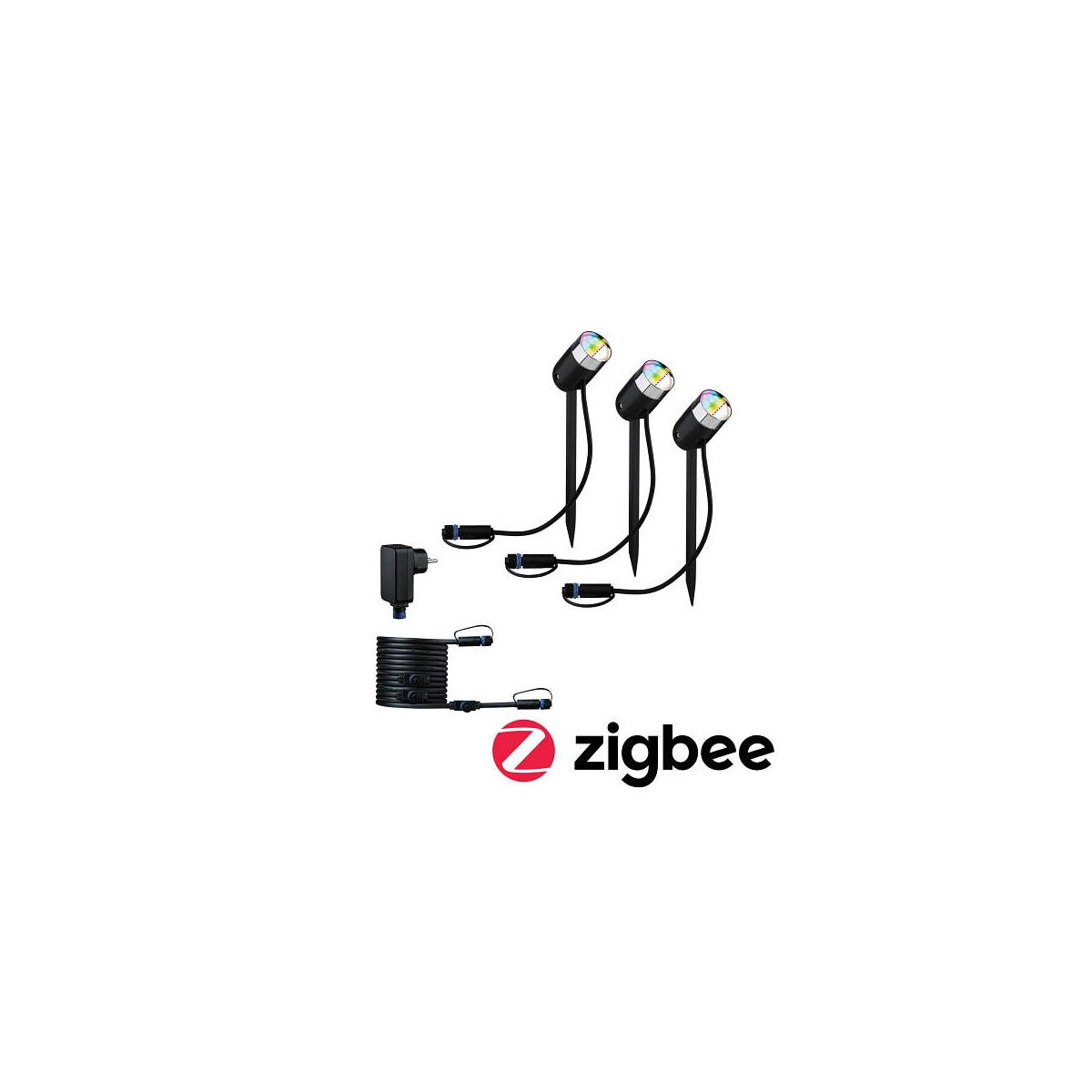 Plug & Shine LED Gartenstrahler Smart Home Zigbee Pike Basisset IP44 RGBW+ 3x4,5W 21VA Anthrazit