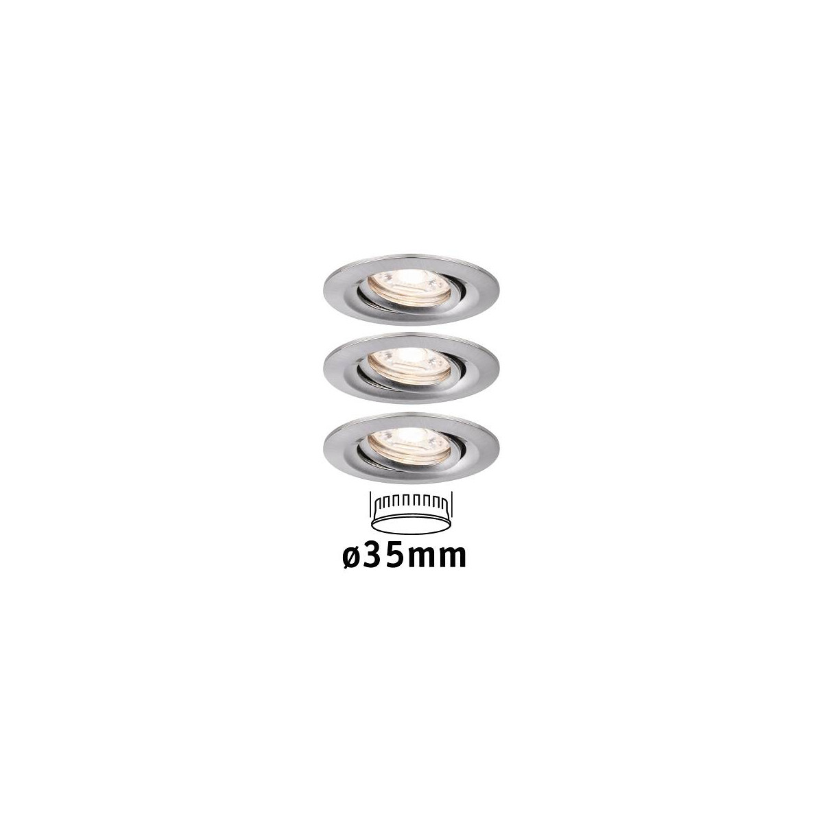 LED Einbauleuchte Nova Mini Coin Basisset schwenkbar rund 66mm 15° Coin 3x4W 3x310lm 230V 2700K Eisen gebürstet