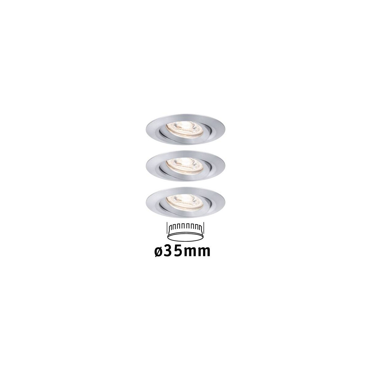 LED Einbauleuchte Nova Mini Coin Basisset schwenkbar rund 66mm 15° Coin 3x4W 3x310lm 230V 2700K Alu gedreht
