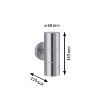 Außenwandleuchte Flame IP44 60mm max. 2x10W 230V Edels