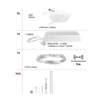 CorDuo LED Seilsystem DiscLED Basisset 5x200lm 5x4,5W 3000K 