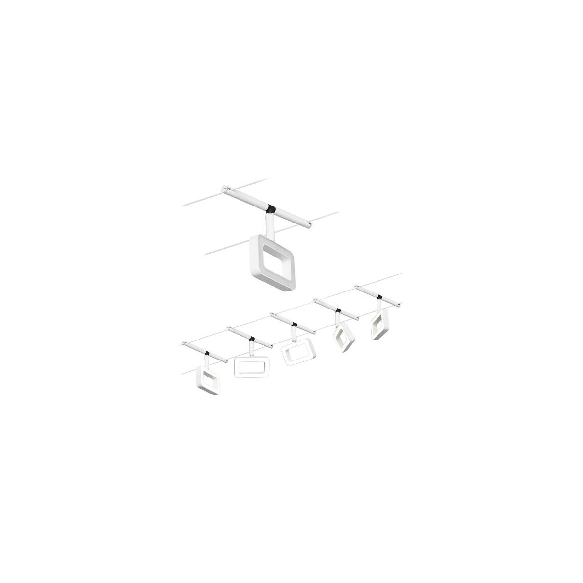 CorDuo LED Seilsystem Frame Basisset 5x280lm 5x48W 3000K 230 12V Weiß matt Chrom