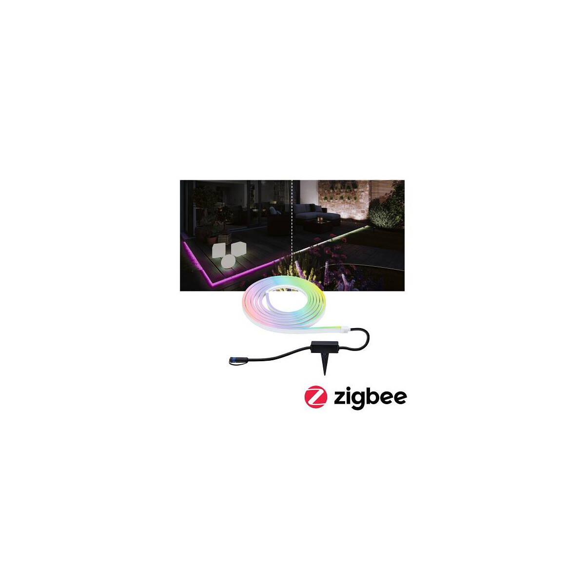 Plug & Shine LED Stripe Smart Home Zigbee Smooth Einzelstripe IP67 RGBW+ 22W Weiß