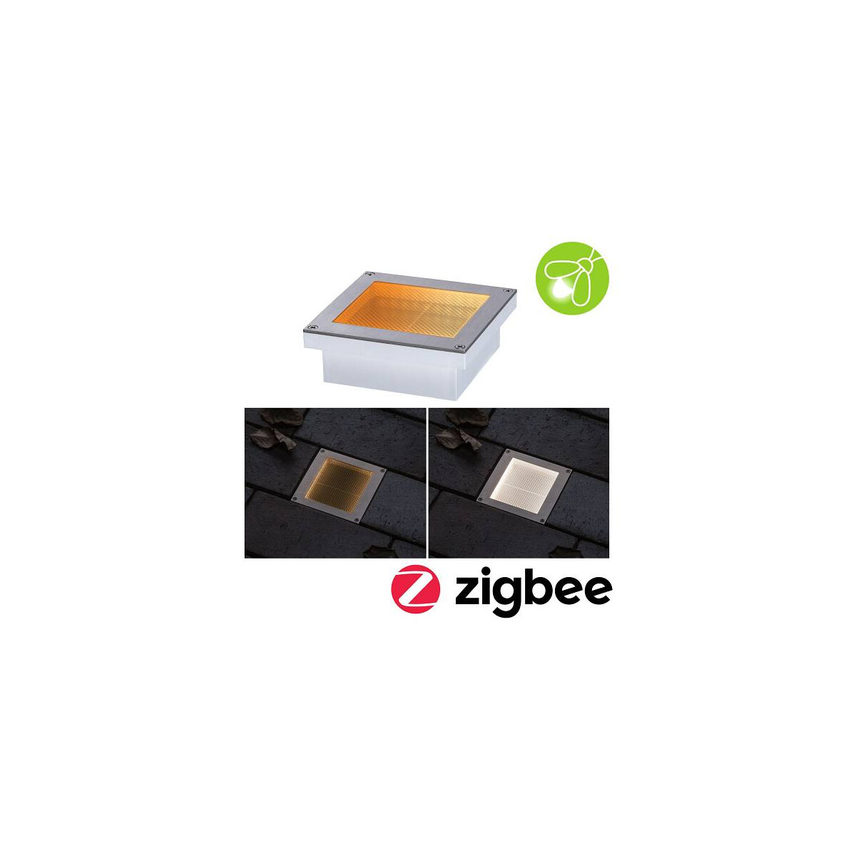 LED Bodeneinbauleuchte Smart Home Zigbee Brick insektenfreundlich IP67 eckig 100x100mm Tunable Warm 1W 18lm 230V Edelstahl Edelstahl
