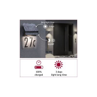 Solar LED Hausnummernleuchte Neda IP44 3000K 14lm Schwarz 8