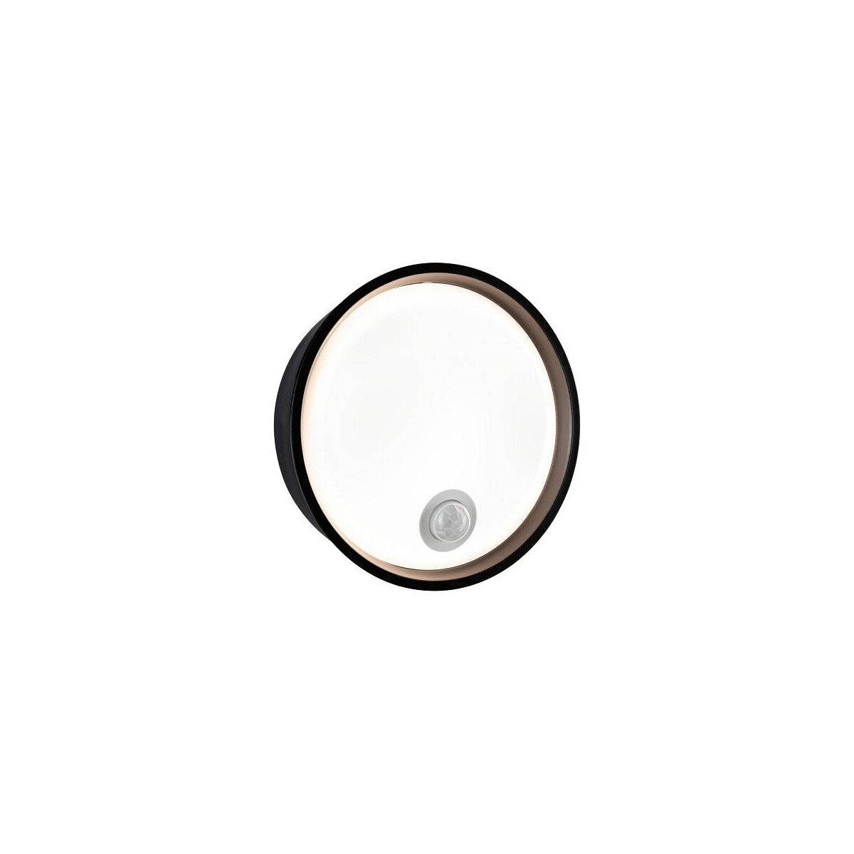 LED Außenwandleuchte Platomo Bewegungsmelder seewasserresistent IP44 rund 180mm 3000K 14,5W 1200lm 230V Schwarz Kunststoff