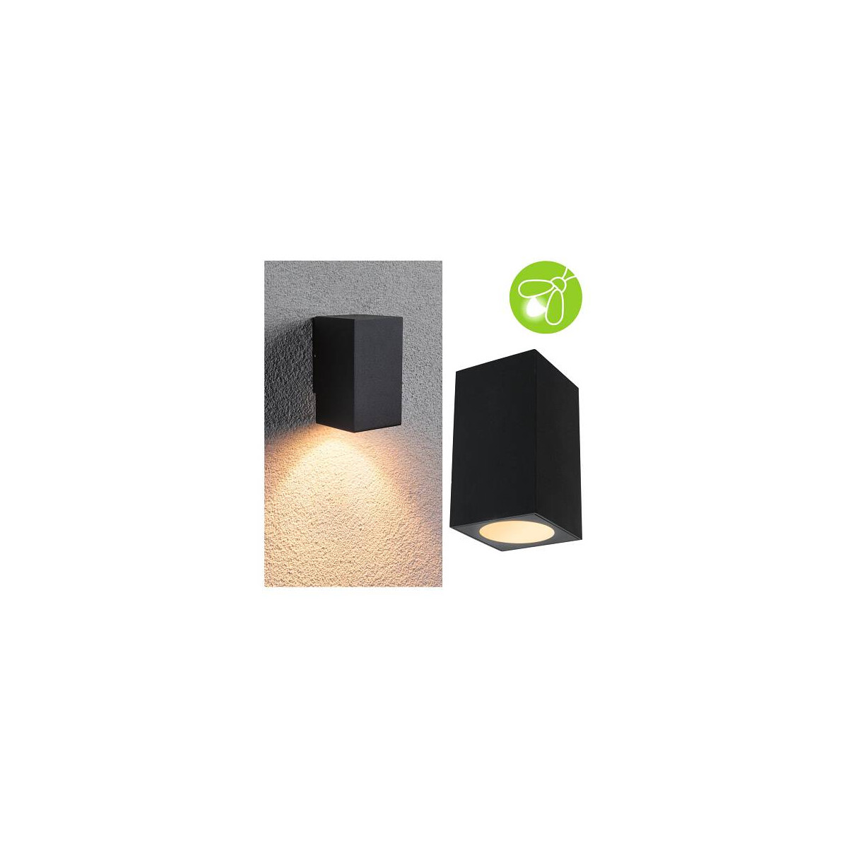 LED Außenwandleuchte Flame insektenfreundlich IP44 eckig 58x103mm 2200K 4W 265lm 230V 75° Anthrazit Metall