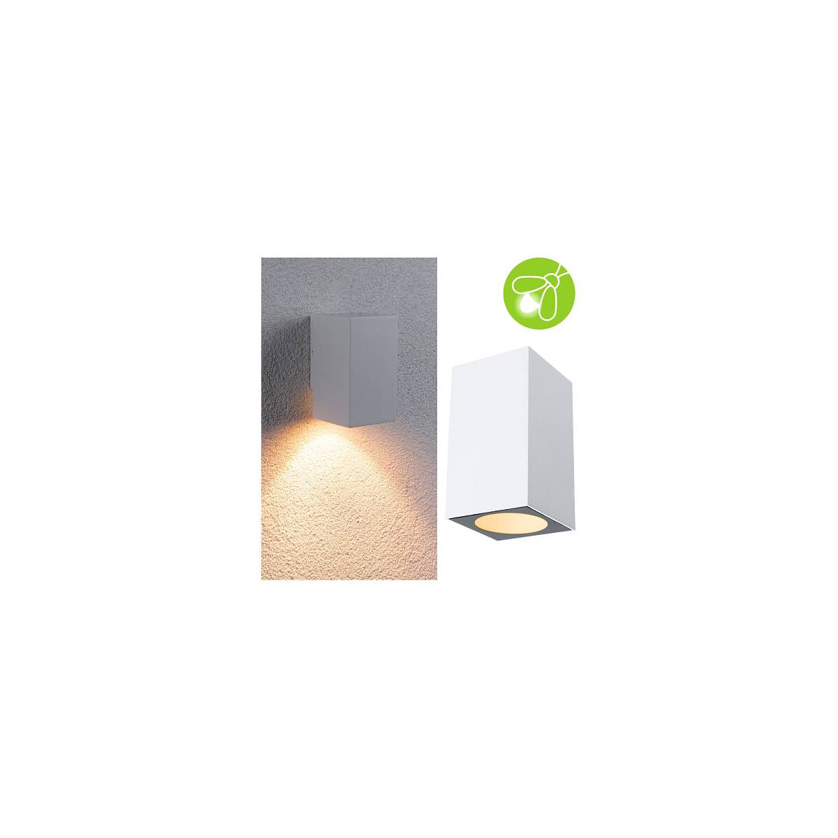 LED Außenwandleuchte Flame insektenfreundlich IP44 eckig 58x103mm 2200K 4W 265lm 230V 75° Weiß Metall