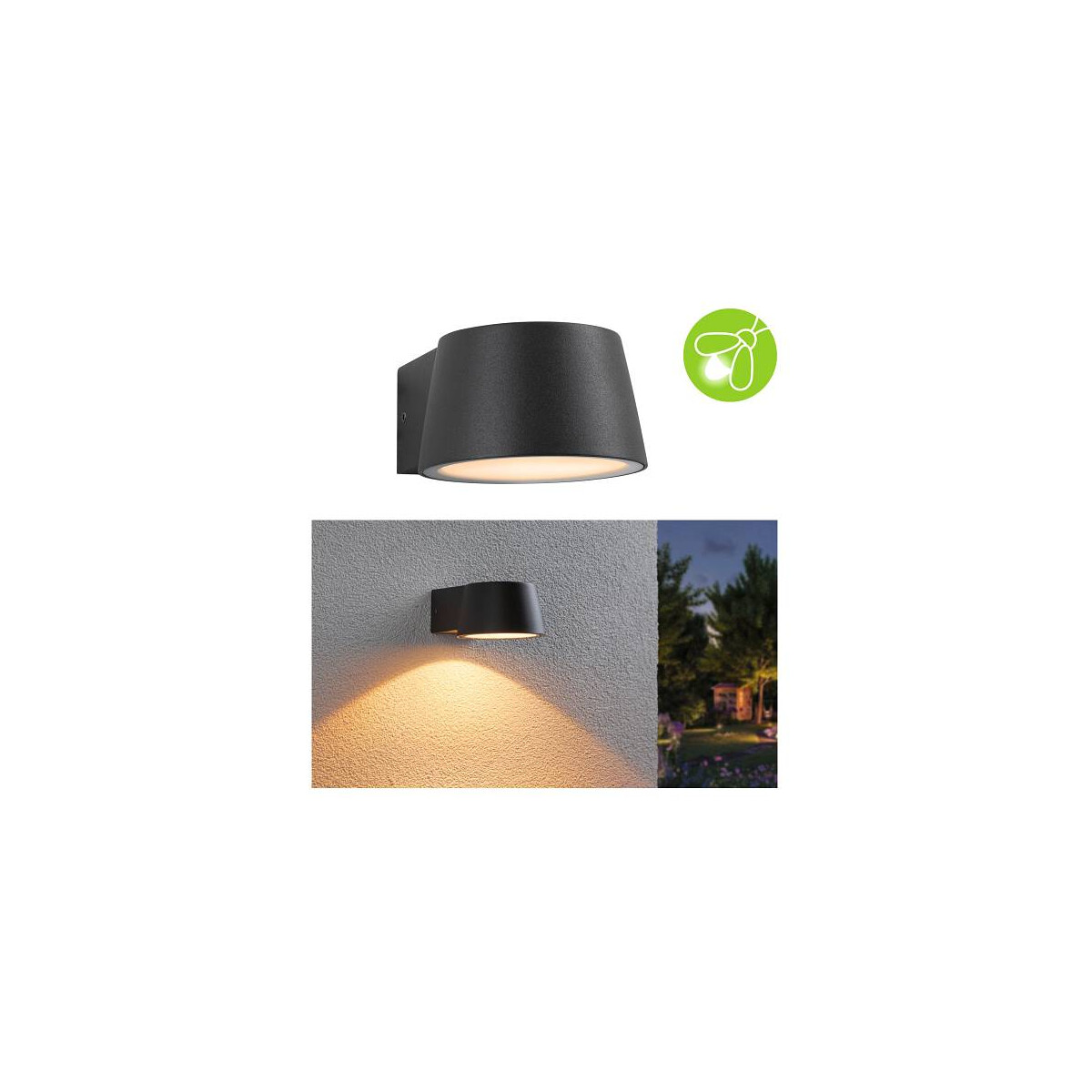 LED Außenwandleuchte Capea insektenfreundlich IP44 96x128mm 2200K 6W 550lm 230V 98° Anthrazit Aluminium