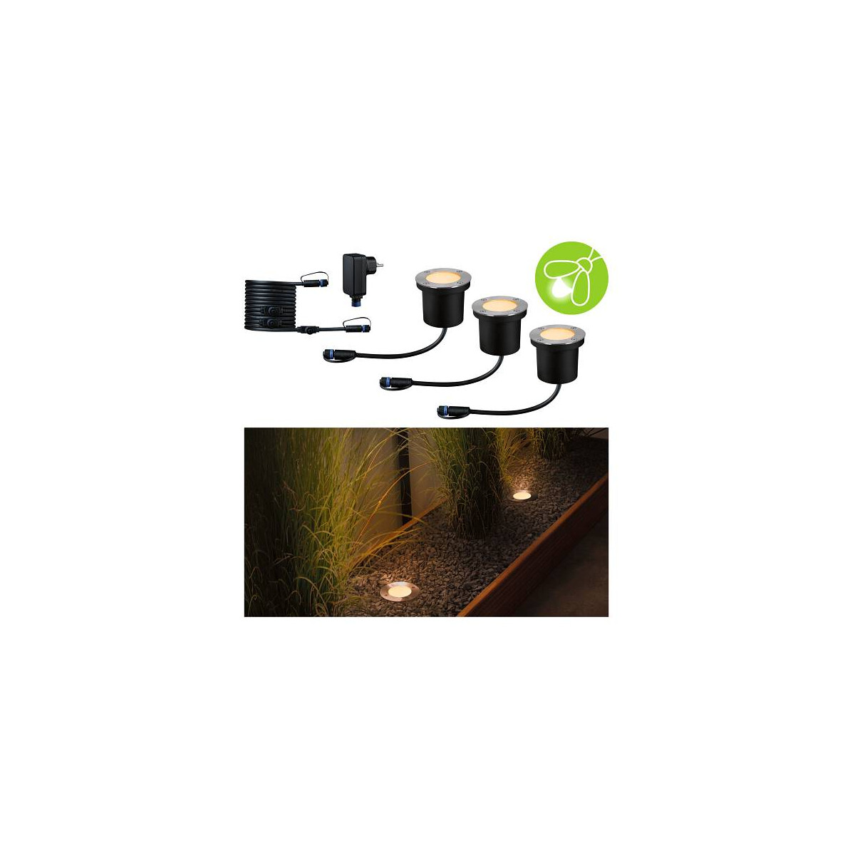 Plug & Shine LED Bodeneinbauleuchte Floor Basisset Insektenfreundlich IP67 2200K 3x4,5W Anthrazit