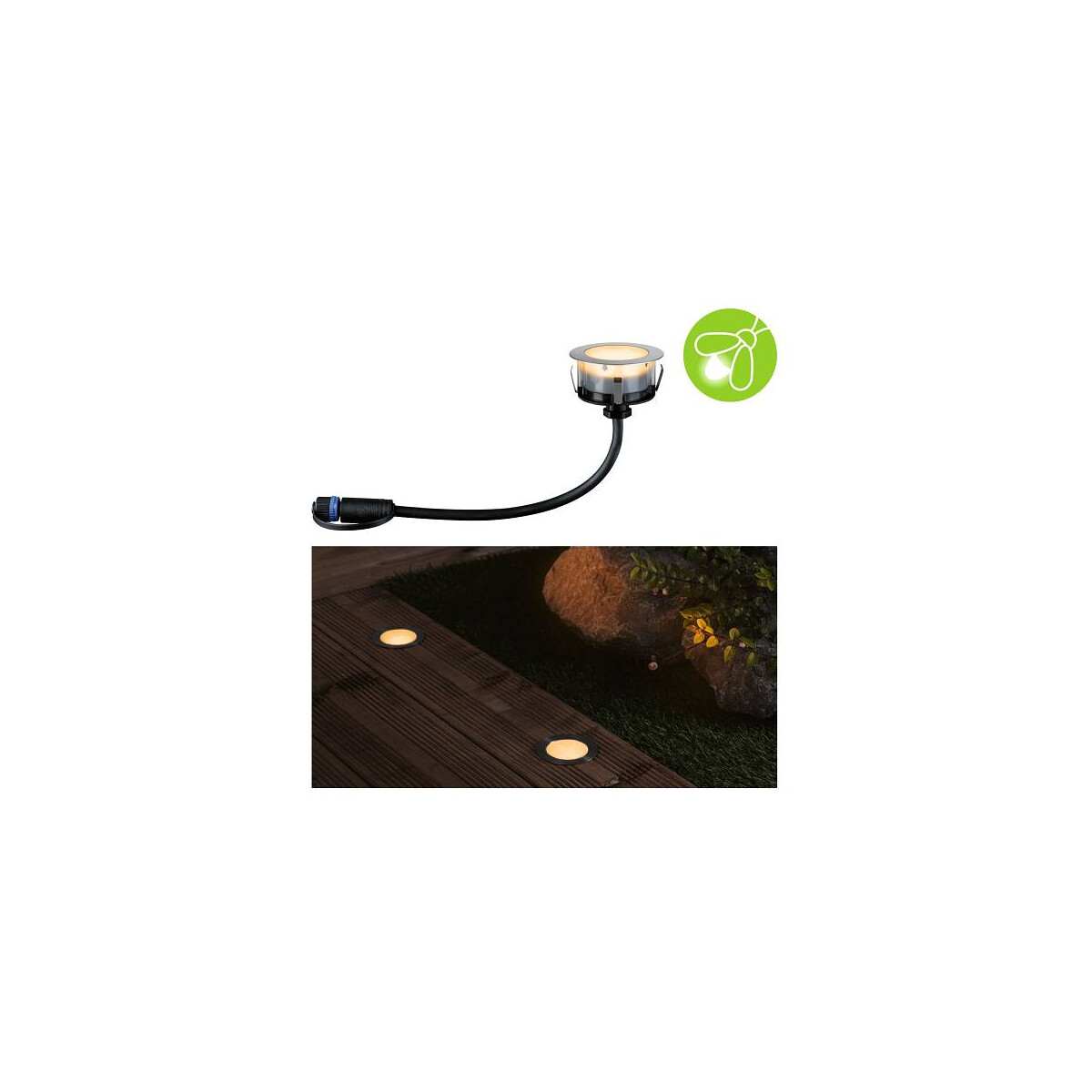 Plug & Shine LED Bodeneinbauleuchte Floor Einzelleuchte Insektenfreundlich IP67 2200K 2W Silber