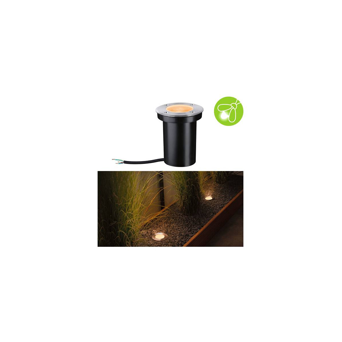 LED Bodeneinbauleuchte Goldlicht insektenfreundlich IP65 110mm 2200K 4,3W 320lm 230V Edelstahl gebürstet Edelstahl Kunststoff