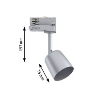 ProRail3 Schienenspot Cover GU10 max. 10W dimmbar 230V Silbe