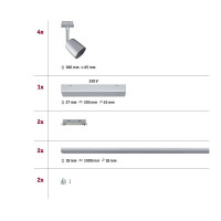 URail Schienenspot Cover Basisset GU10 max. 4x10W dimmbar 23