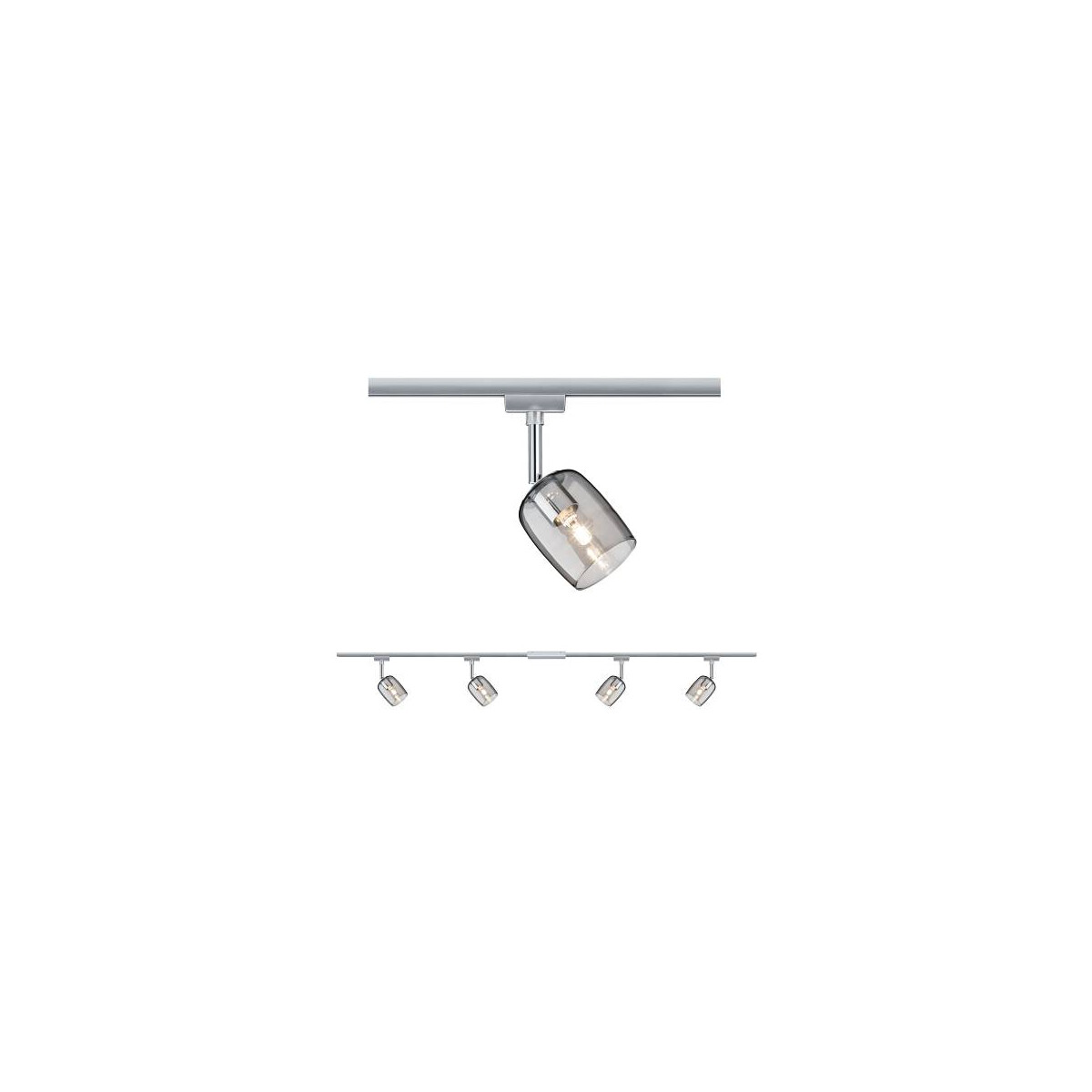 URail Schienenspot Blossom Basisset G9 max. 4x10W dimmbar 230V Chrom matt Chrom Rauchglas