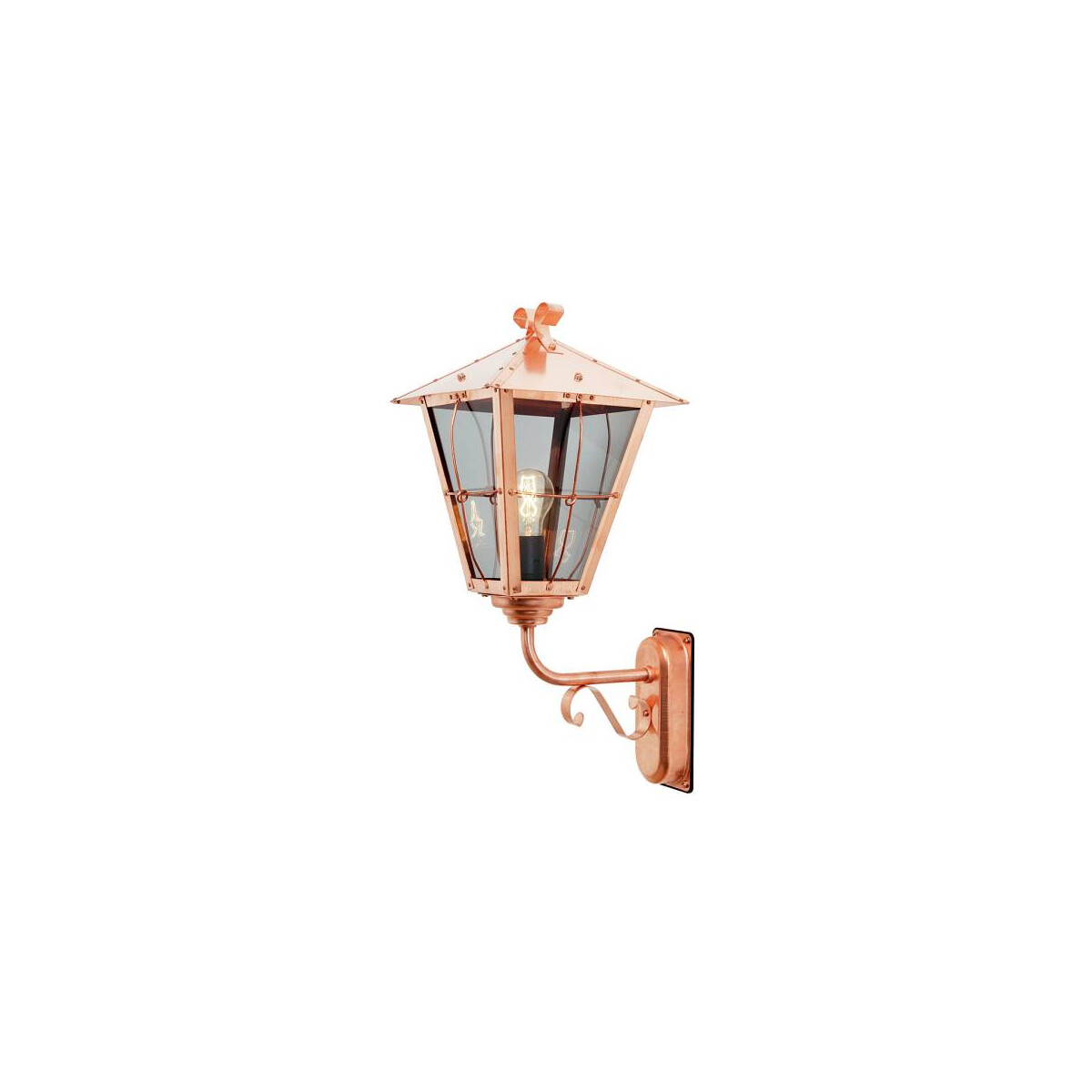 Wandleuchte Fenix, kupfer, klares Glas
