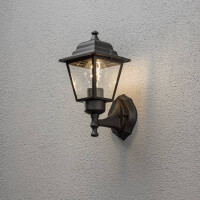 Konstsmide Wandleuchte, schwarz matt, klares Glas, aufwarts 
