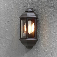 Wandleuchte Halbschale Cagliari, schwarz matt, klares Glas 2