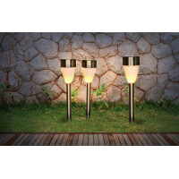 Globo 33576-3 Solarleuchte Edelstahl, 3Xled Solarleuchte Ede