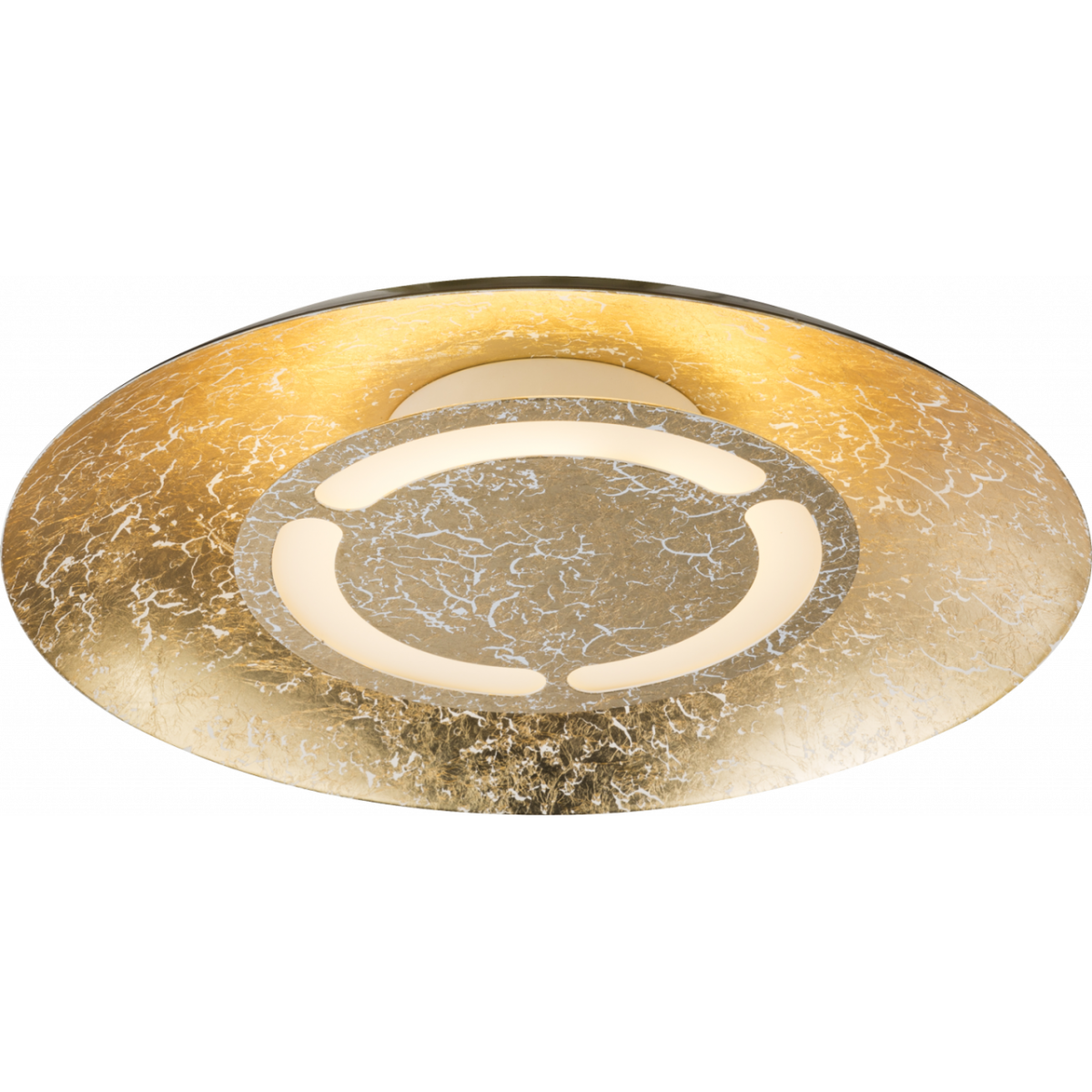 Globo 12 Watt LED Decken Beleuchtung weiß patiniert Wohn Ess Zimmer Beleuchtung goldfärbig 41900-12