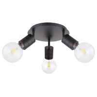 Globo 54030-3 Hermine Strahler Metall Schwarz, 3X E27 3