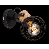 Globo 54039-1 Lacky Strahler Metall Schwarz Matt, 1X E27 3