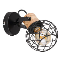Globo 54039-1 Lacky Strahler Metall Schwarz Matt, 1X E27 4