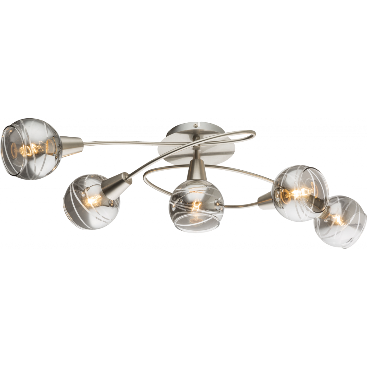 Roman Deckenleuchte Metall Nickel Matt, 5X E14 Led