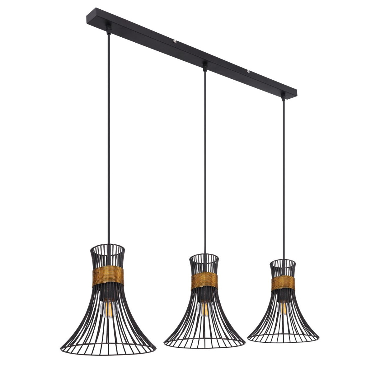 Purra Hängeleuchte Metall Schwarz, 3X E27