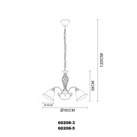 Globo 60208-3 Odin Luster Metall Altmessing, 3X E27 3