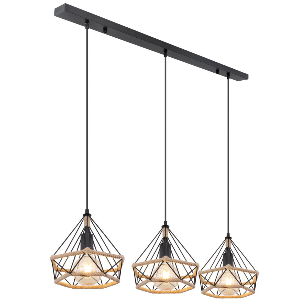 Ulleu Hängeleuchte Metall Schwarz Matt, 3X E27