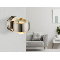Randi Wandleuchte Metall Nickel Matt, 2X Led 2