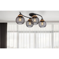Globo 15663-4D Pablo Deckenleuchte Metall Schwarz Matt, 4X E