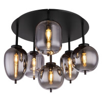 Globo 15345-6D Blacky Deckenleuchte Metall Schwarz Matt,...