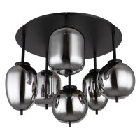 Globo 15345-6D Blacky Deckenleuchte Metall Schwarz Matt, 6X 