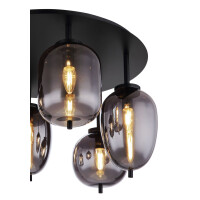 Globo 15345-6D Blacky Deckenleuchte Metall Schwarz Matt, 6X 