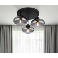 Globo 15572-3D Shaun Deckenleuchte Metall Schwarz Matt, 3X E