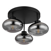 Globo 15572-3D Shaun Deckenleuchte Metall Schwarz Matt, 3X E