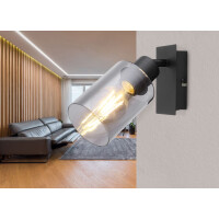 Globo 15465-1 Hadera Strahler Metall Schwarz Matt, 1X E27